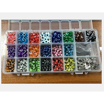 DIY Pendant Decoration Making Kits, Including 1000Pcs 20 Styles Resin Beads, 30Pcs Alloy Bead Frames, 100Pcs 2 Style 304 Stainless Steel Pins, Mixed Color, 0.6~0.8x0.5~0.55cm, Hole: 1.6~1.8mm