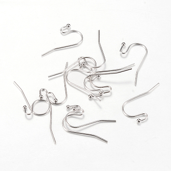 Brass Earring Hooks, Nickel Free, Real Platinum Plated, 21x2mm