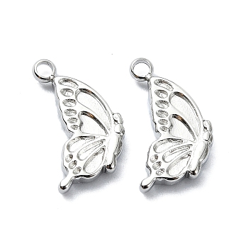 304 Stainless Steel Charms, Butterfly Charm, Stainless Steel Color, 13.5x9x2mm, Hole: 1.5mm