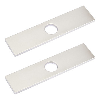 304 Stainless Steel Sink Hole Covers, Deck Plate for Bathroom Vanity Sink, 3-to-1 Kitch Faucet Escutcheon Plate, Rectangle, Stainless Steel Color, 250x60x9mm, Inner Diameter: 34mm