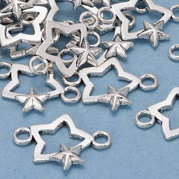 Alloy Links, Cadmium Free & Nickel Free & Lead Free, Star, Antique Silver, 18.5x12.5x2.5mm, Hole: 2mm