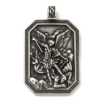 316 Surgical Stainless Steel Pendants, Antique Silver, Angel & Fairy, 51x31x7mm, Hole: 4.5mm