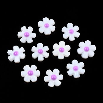 Natural Freshwater Shell Enamel Beads, Flower, Orchid, 12x12x4mm, Hole: 0.8mm