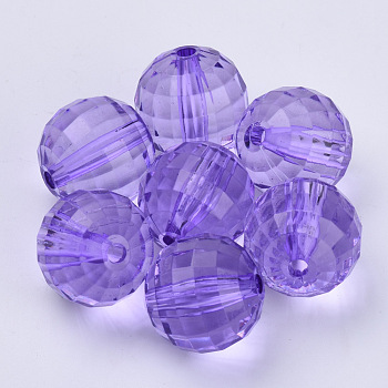 Transparent Acrylic Beads, Faceted, Round, Blue Violet, 12x12mm, Hole: 1.9mm, about 496pcs/500g
