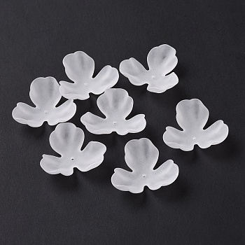 3-Petal Transparent Acrylic Bead Caps, Frosted, Flower, WhiteSmoke, 25.5x26.5x7mm, Hole: 1.5mm, about 657pcs/500g