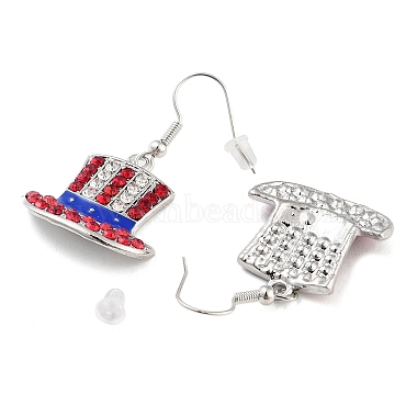 Independence Day Theme Alloy Enamel Dangle Earrings for Women(EJEW-F335-01P-03)-2