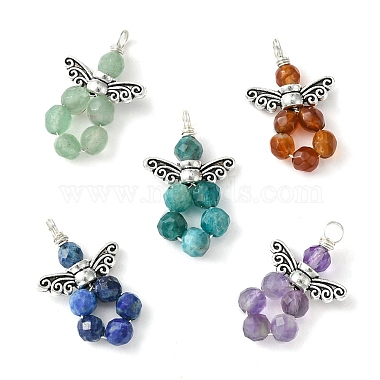 Antique Silver Mixed Color Angel & Fairy Mixed Stone Pendants