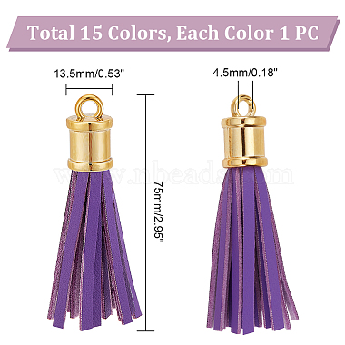 Elite 15Pcs 15 Colors Imitation Leather Big Tassel Pendants(FIND-PH0008-26)-4