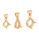 3Pcs 3 Styles Brass Pendant Cabochon Settings, Basket Pendant Setting with Prongs Mounting, Open Back Bezel Pendant Settings, Flat Round & Teardrop, Golden, Tray: 8~10x7~10mm, 14~16x11~13x6mm, Hole: 4mm, 1pc/style(KK-DC0002-89)