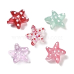 Handmade Lampwork Beads Strands, Star with Polka Dot Pattern, Mixed Color, 13~14.5x15~15.5x6.5~7mm, Hole: 1.2mm, about 29~30pcs/strand, 35.6~37.5cm(LAMP-I027-09A)