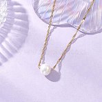 Natural Cultured Freshwater Pearl Potato Pendant 304 Stainless Steel Singapore Chains Necklaces, White, Golden, 15.98 inch(40.6cm)(NJEW-JN05273-01)