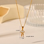 304 Stainless Steel Crystal Rhinestone Pendant Necklaces, Golden, Couple with Umbrella, 15.75 inch(40cm), Pendant: 22x10mm(FS-WG5BCFA-05)