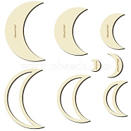 8Pcs 8 Style Wood Hoop Rings Macrame for DIY Craft Making, Home Wall Hanging Wreath Decoration, Moon, 50~250x37.5~166x3mm, 1pc/style(DIY-WH0545-007)