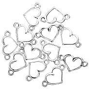Tibetan Style Alloy Hollow Connector Charms, Heart Links, Antique Silver, 8x14.5mm, Hole: 1mm(TIBE-YW0001-44)