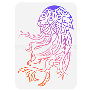 Plastic Drawing Painting Stencils Templates, for Painting on Scrapbook Fabric Tiles Floor Furniture Wood, Rectangle, Jellyfish Pattern, 29.7x21cm(DIY-WH0396-0074)