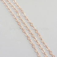 Iron Cable Chains, Unwelded, Flat Oval, Cadmium Free & Lead Free, Rose Gold, 3x2x0.5mm(X-CH-0.5PYSZ-RG)