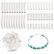 50Pcs 5 Style Brass Tube Beads Sets, Long-Lasting Plated, Curved Beads, Tube, 925 Sterling Silver Plated, 12~40x2.5~5mm, Hole: 2~7mm, 10pcs/style(KK-AR0003-16)