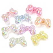 UV Plating Transparent Acrylic Beads, Iridescent Bowknot, Mixed Color, 16.5x27x7.5mm, Hole: 2.2mm(X-MACR-D024-07)
