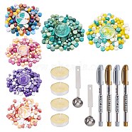 CRASPIRE DIY Scrapbook Making Kits, Including Sealing Wax Particles, Iron Wax Sticks Melting Spoon, Candle and Marking Pen, Colorful, 0.9cm, 730pcs/set(DIY-CP0004-71)