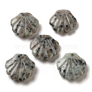 Natural Sesame Jasper Carved Healing Shell Figurines, Reiki Energy Stone Display Decorations, 30~30.5x30x8~8.5mm(G-K353-03E)