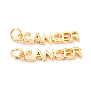 Brass Pendants, with Jump Rings, Long-Lasting Plated, Constellation/Zodiac Sign, Golden, Cancer, Cancer: 4x22.5x1.5mm, Hole: 3mm(KK-J276-14A)