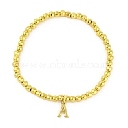 Brass Pendants Bracelets, Real 18K Gold Plated, Letter A, 0.16 inch(0.4cm), Inner Diameter: 2.17 inch(5.5cm), pendant: 10~10.5x2.5~8mm(BJEW-B105-01G-A)