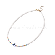 Polymer Clay Evil Eye & Glass Seed Beaded Necklaces for Women, Colorful, 17.72 inch(45cm)(NJEW-JN03948)