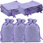 Polyester Imitation Burlap Packing Pouches Drawstring Bags, for Christmas, Wedding Party and DIY Craft Packing, Medium Purple, 14x10cm, 16pcs/set(ABAG-BBC0001-02B-03)