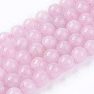 Natural Jade Bead Strands, Dyed, Round, Pink, 10mm, Hole: 1mm, about 38pcs/strand, 14.9 inch(X-G-R165-10mm-22)
