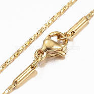 304 Stainless Steel Chain Necklaces, with Lobster Claw Clasps, Golden, 16.54 inch(42cm), 0.8mm(NJEW-H467-B-01G)