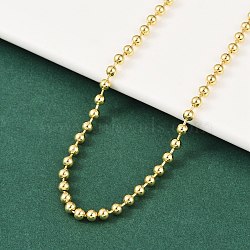 Rack Plating Brass Ball Chain Necklaces for Women, Long-Lasting Plated, Lead Free & Cadmium Free, Real 18K Gold Plated, 16.54 inch(42cm), bead: 3mm(NJEW-G102-01A-G)