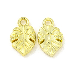 Rack Plating Alloy Pendants, Leaf Charms, Golden, 14x8.5x2.5mm, Hole: 1.8mm(FIND-M022-04G)