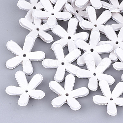 5-Petal Eco-Friendly Cowhide Bead Cap, Flower, White, 24~24.5x25~25.5x7~8mm, Hole: 1.6mm(FIND-S301-37H)