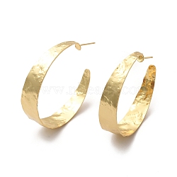 Rack Plating Brass Ear Studs, Long-Lasting Plated Jewelry for Women, Cadmium Free & Lead Free, Ring, Real 18K Gold Plated, 10x42mm, Pin: 1mm(EJEW-P226-14G)