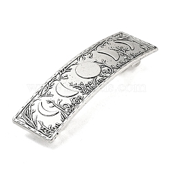 Rectangle with Moon Phase Pattern Alloy Hair Barrettes, for Women Girls, Antique Silver, 81x23.5x3mm(PHAR-G011-01AS)