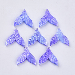 Cellulose Acetate(Resin) Pendants, with Glitter Powder, Rainbow Gradient Mermaid Pearl Style, Mermaid Tail Shape, Mauve, 19x19x3mm, Hole: 1.2mm(KY-N006-05-A02)