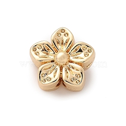 Brass Flower Beads, Real 14K Gold Plated, 8.5x9x5mm, Hole: 1.2mm(KK-A244-08G)