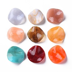 Two Tone Acrylic Beads, Imitation Gemstone, Petal, Mixed Color, 24x24x7mm, Hole: 1.8mm, about 255pcs/500g(MACR-S272-79)