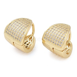 Brass Pave Clear Cubic Zirconia Chunky Hoop Earrings for Women, Real 18K Gold Plated, 15x12.5mm(EJEW-S225-05G)