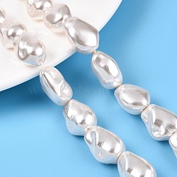 Transparent Spray Painted Glass Beads Strands, Nuggets, Floral White, 21.5x15x11.5mm, Hole: 1.2mm, about 19pcs/strand, 15.55~15.75 inch(39.5~40cm)(GLAA-N001-39)