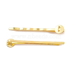 Iron Hair Bobby Pin Findings, Golden Color, Size: about 2mm wide, 52mm long, 2mm thick, Tray: 8mm in diameter, 0.5mm thick(PHAR-Q017-G1)