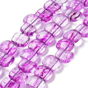 Transparent Glass Imitation Gemstone Beads Strands, Rectangle, Magenta, 17x12.5x7.5~8mm, Hole: 1.2mm, about 28pcs/strand, 13.78 inch(35cm)