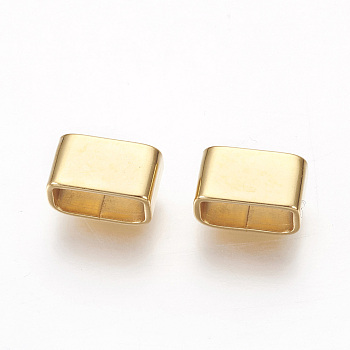 201 Stainless Steel Slide Charms, Rectangle, Golden, 6x10x5.5mm, Hole: 4x8.5mm