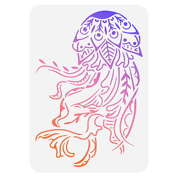 Plastic Drawing Painting Stencils Templates, for Painting on Scrapbook Fabric Tiles Floor Furniture Wood, Rectangle, Jellyfish Pattern, 29.7x21cm
