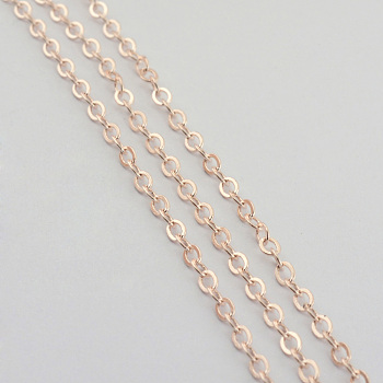 Iron Cable Chains, Unwelded, Flat Oval, Cadmium Free & Lead Free, Rose Gold, 3x2x0.5mm