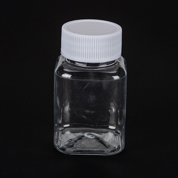 2.7 oz Airtight Travel Bottle, PET Plastic Storage Bottles, for liquid, cosmetic, Capsule, Tablet, with PE Screw Top Lid, Clear, 4.45x4.45x7.7cm