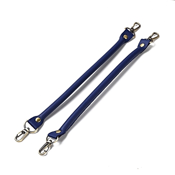 Microfiber Leather Sew on Bag Handles, with Alloy Swivel Clasps & Iron Studs, Bag Strap Replacement Accessories, Dark Blue, 35.8x2.55x1.3cm