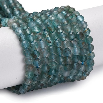 Natural Apatite Beads Strands, Faceted, Round, 4mm, Hole: 0.8mm, about 91pcs/strand, 15.24~15.35 inch(38.7~39cm)