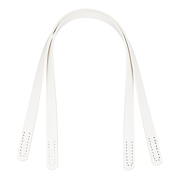 PU Leather Sew on Bag Handles, for Purse Making, White, 61.3~61.5x1.85x0.4cm, Hole: 1.8mm