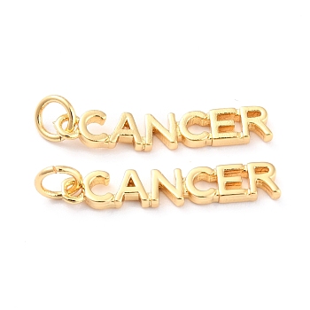 Brass Pendants, with Jump Rings, Long-Lasting Plated, Constellation/Zodiac Sign, Golden, Cancer, Cancer: 4x22.5x1.5mm, Hole: 3mm